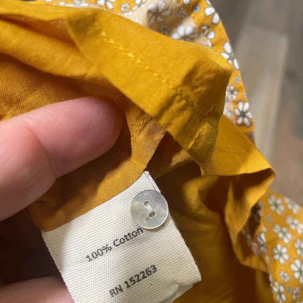Beet World Girls 9-10 Sara Tiered Dress Mustard Yellow Floral Flutter Sleeves - Picture 7 of 7